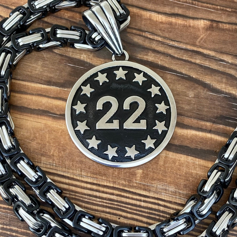 Sanity Jewelry Necklace 22” Silver 22 A Day Round Pendant - Necklace (480)