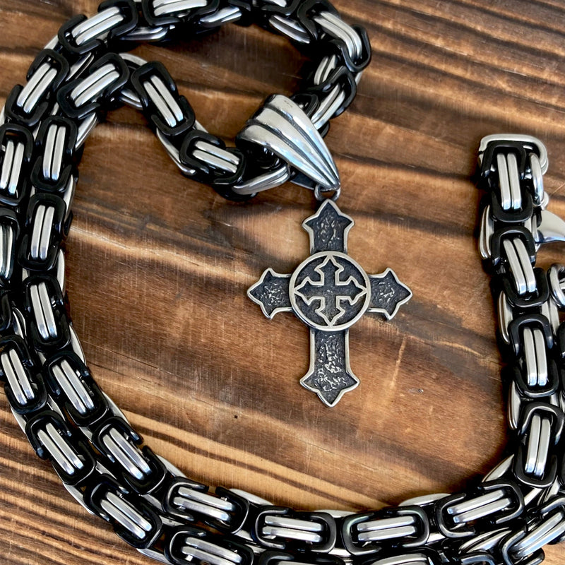 Sanity Jewelry Necklace 22” Silver Cross - Guardian Cross Pendant - Necklace (316)