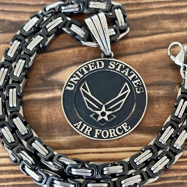 Sanity Jewelry Necklace 22” Silver "Sanity's Combo" - US Air Force Pendant - Necklace (717)