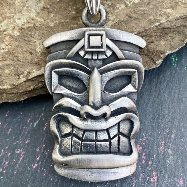 Sanity Jewelry Necklace 22” Silver Tiki Man Skull Pendant - Necklace (702)