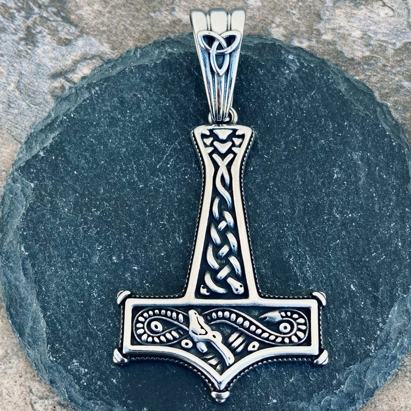 Sanity Jewelry Necklace 24” Silver Thor's Hammer Pendant - Necklace (805)