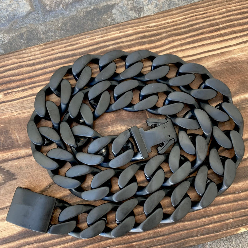 Sanity Jewelry Necklace Bagger Necklace - "EASY BIKER" - Matte Black - 3/4 Inch wide