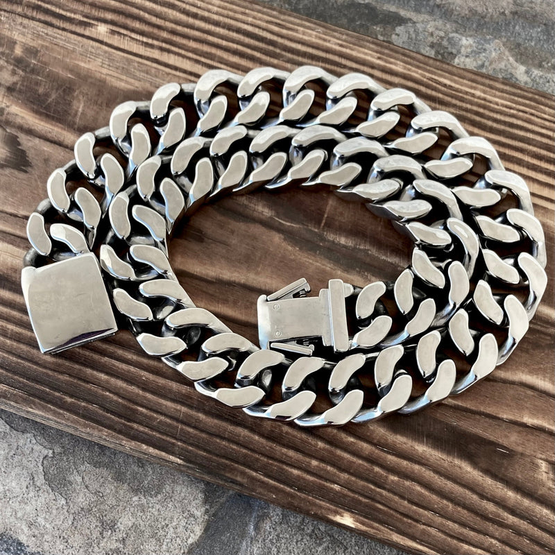 Sanity Jewelry Necklace Bagger Necklace - "EASY BIKER" - Polished Cuban Link - 3/4 Inch wide CEB1