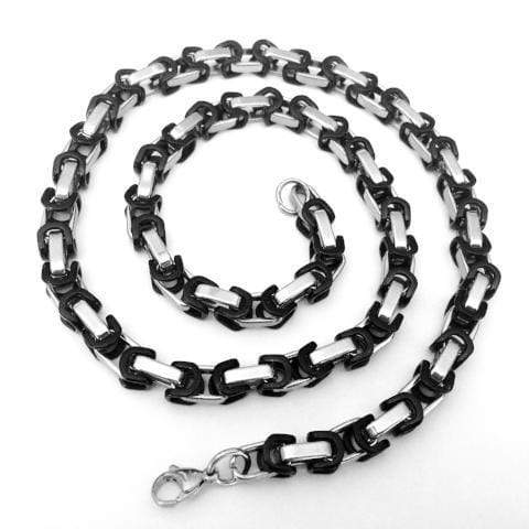 Sanity Jewelry Necklace Daytona - Silver & Black - Road King - 3/4 inch wide