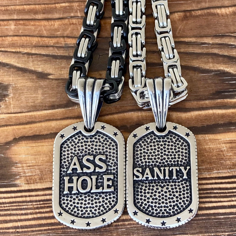 Sanity Jewelry Necklace Dog Tag - Asshole Pendant - Necklace (479)