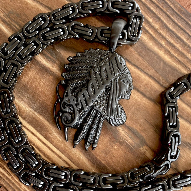 Sanity Jewelry Necklace Indian Pendant Large - Black - Necklace (743)