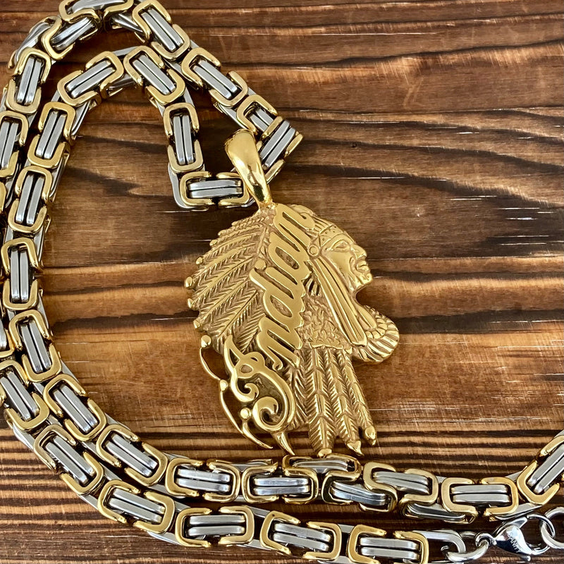Sanity Jewelry Necklace Indian Pendant Large - Gold - Necklace (694)