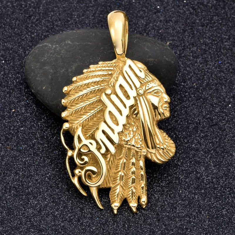Sanity Jewelry Necklace Indian Pendant Large - Gold - Necklace (694)