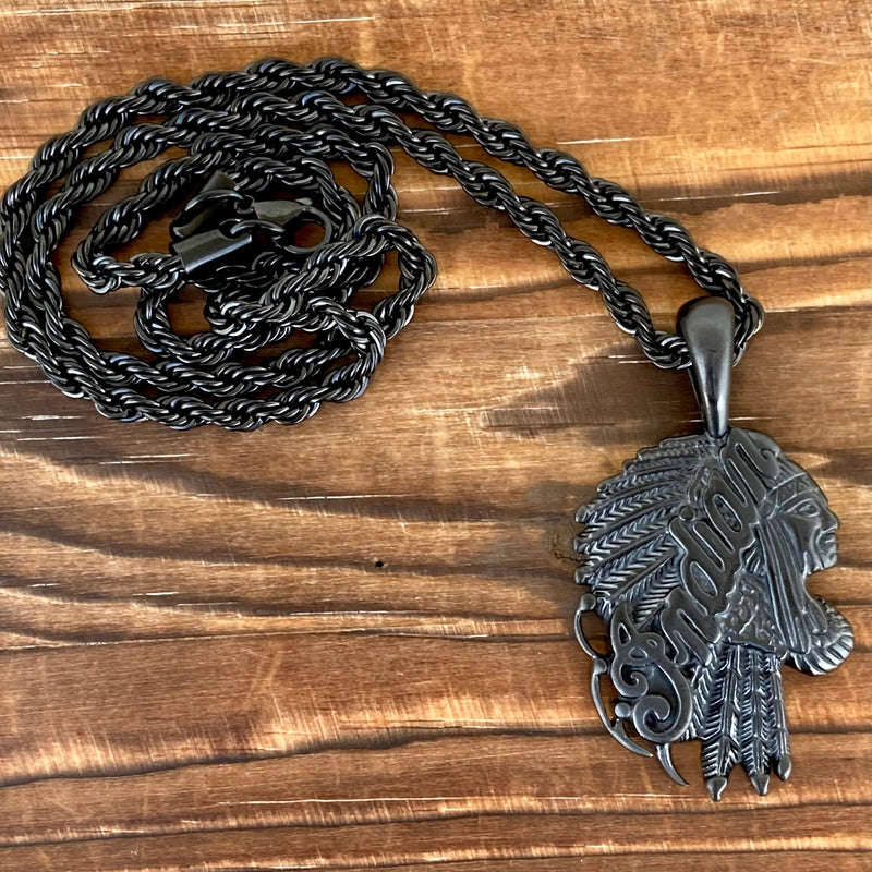 Sanity Jewelry Necklace Indian Pendant Small - Black - Necklace (309)