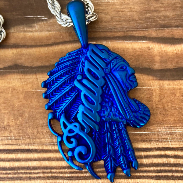 Sanity Jewelry Necklace Indian Pendant Small - Blue - Necklace (310)
