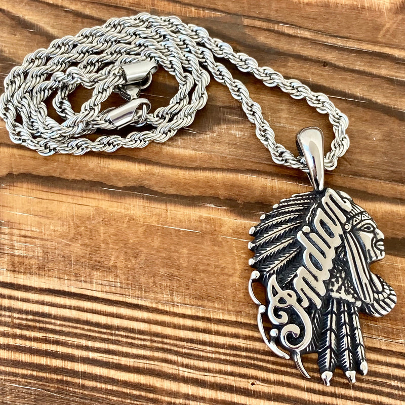 Sanity Jewelry Necklace Indian Pendant Small - Silver - Necklace (312)