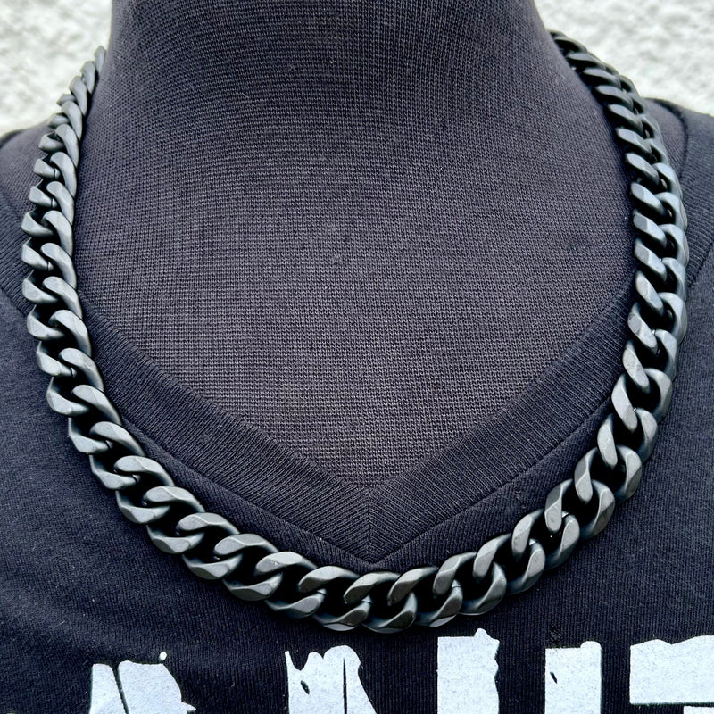 SANITY JEWELRY® Necklace Necklace - Cuban Link - Classic - Black Stainless - 1/2" Wide - CN02