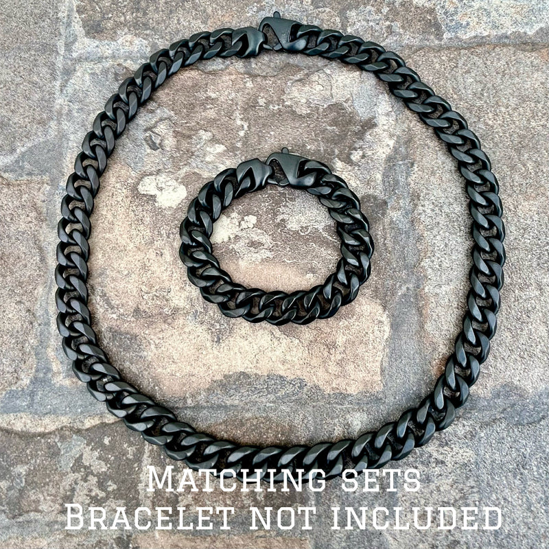 SANITY JEWELRY® Necklace Necklace - Cuban Link - Classic - Black Stainless - 1/2" Wide - CN02