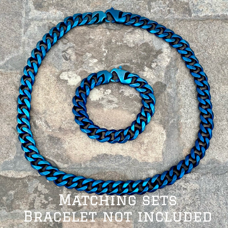 SANITY JEWELRY® Necklace Necklace - Cuban Link - Classic - Blue - 1/2" Wide - CN12