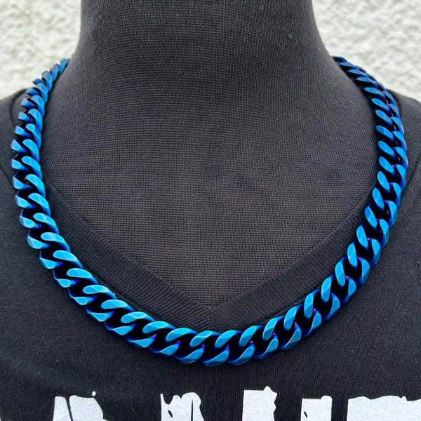 SANITY JEWELRY® Necklace Necklace - Cuban Link - Classic - Blue - 1/2" Wide - CN12
