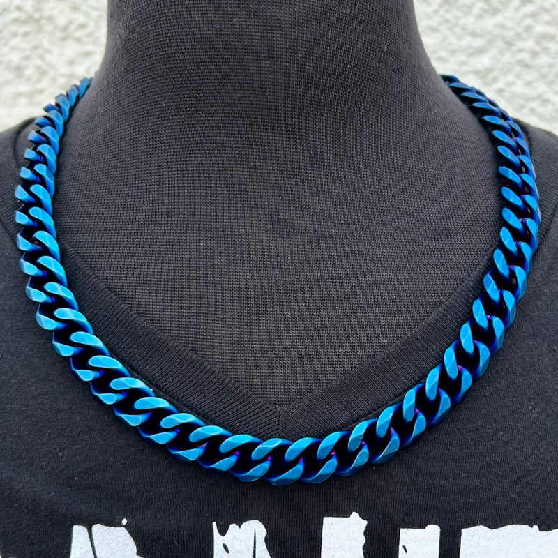 SANITY JEWELRY® Necklace Necklace - Cuban Link - Classic - Blue - 1/2" Wide - CN12