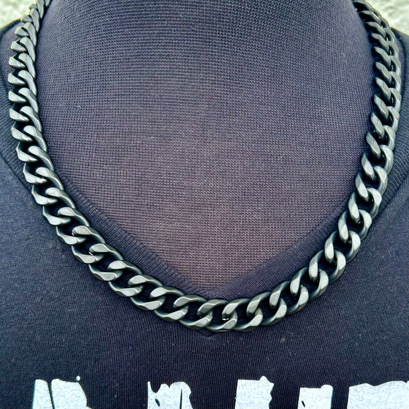SANITY JEWELRY® Necklace Necklace - Diamond Cut Cuban Link - Black Stainless - 3/8" Wide - CN07