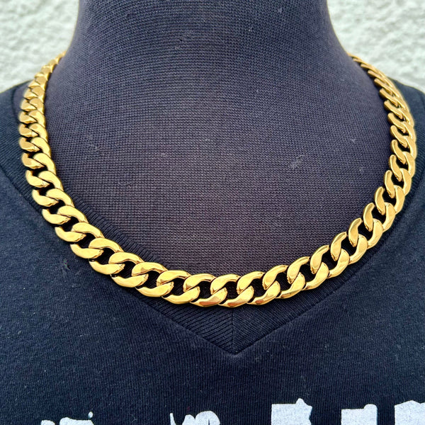 SANITY JEWELRY® Necklace Necklace - Diamond Cut Cuban Link - Gold Stainless - 3/8" Wide - CN05