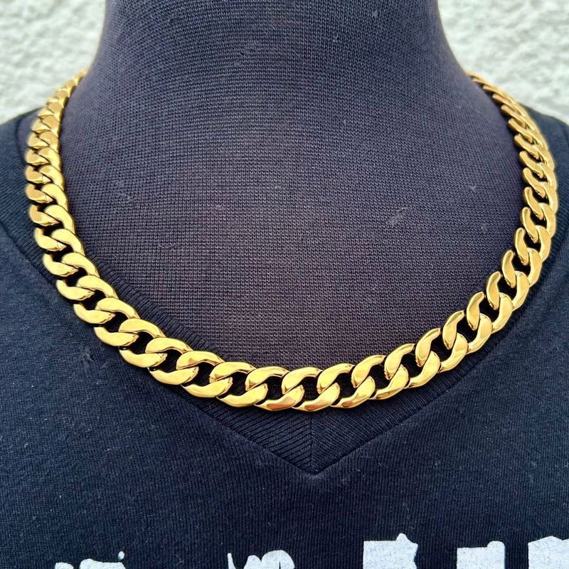 SANITY JEWELRY® Necklace Necklace - Diamond Cut Cuban Link - Gold Stainless - 3/8" Wide - CN05