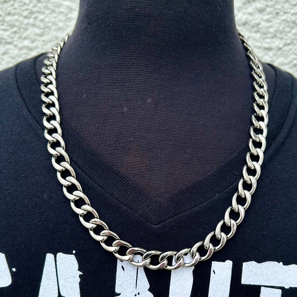 SANITY JEWELRY® Necklace Necklace - Diamond Cut Cuban Link - Polished Stainless - 3/8" Wide - CN06