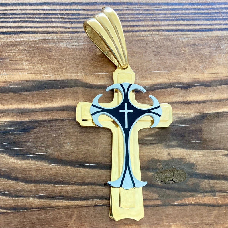 Sanity Jewelry Necklace Pendant Only "Sanity's Combo" - Cross - Risen Cross Gold & Silver Cross Pendant - Necklace (822)