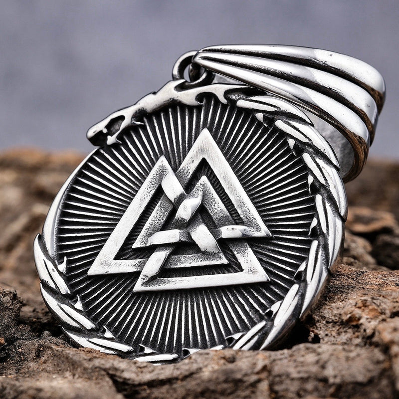 Sanity Jewelry Necklace Pendant Only Viking - Valknut Round Pendant - Necklace (797)