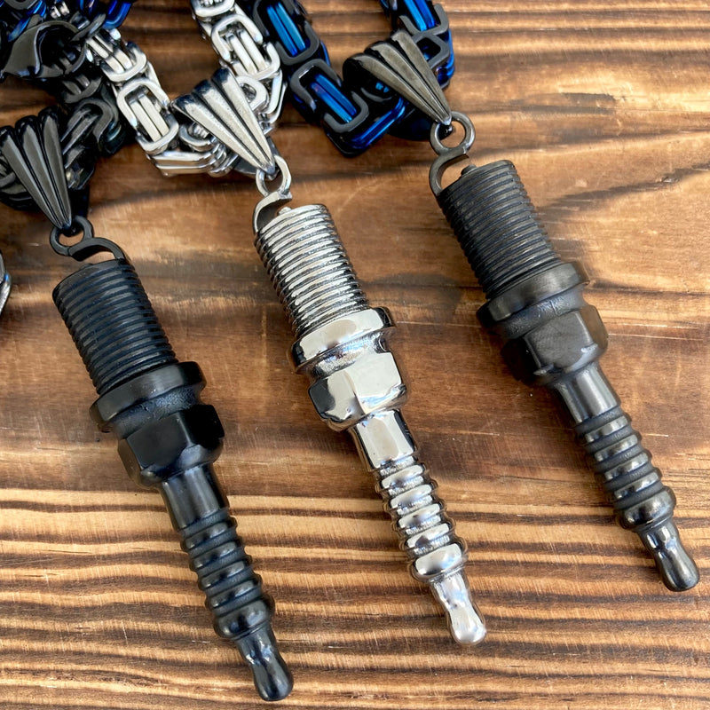 Sanity Jewelry Necklace Spark Plug - Galvanized - Pendant & Necklace (314)
