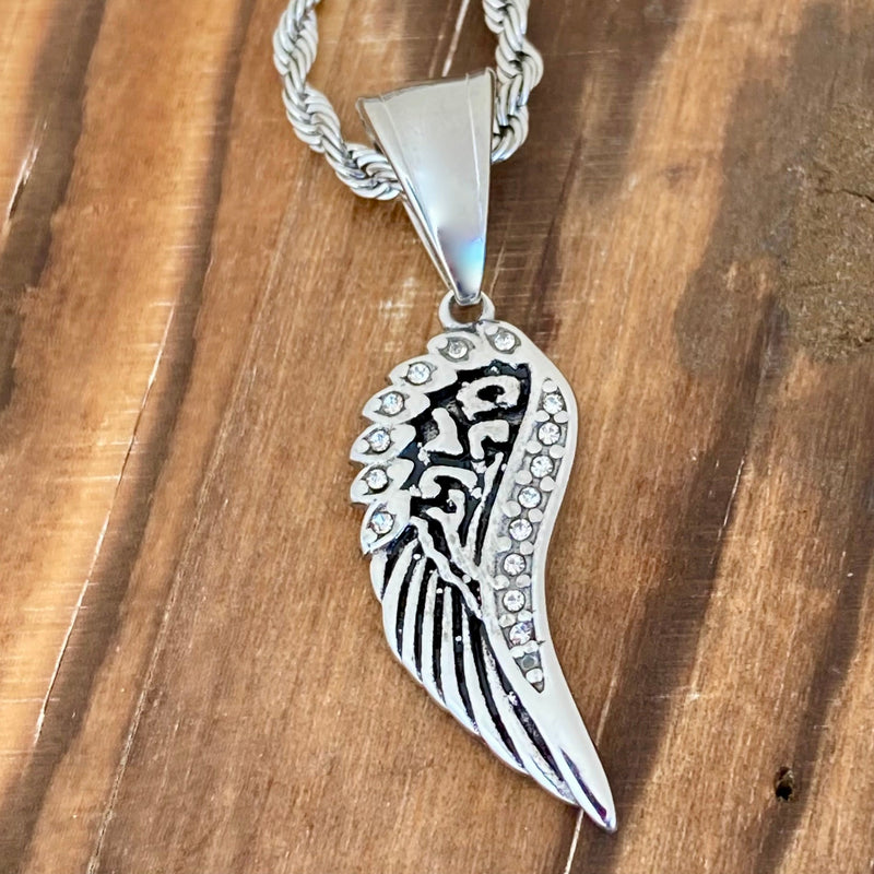 Sanity Jewelry Pendant 2mm 16” Rope Necklace Mini Angel Wings - Pendant - Rope Necklace - Silver Bling - SK2294