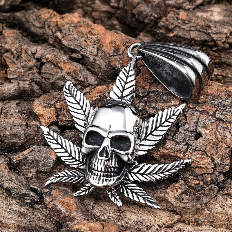 Sanity Jewelry Pendant Pendant Only Skull & Pot Leaf Pendant - Necklace (719)
