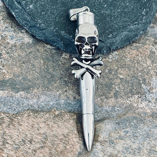Sanity Jewelry Pendant Pendant Only Urn Skull & Crossbones Pendant - Necklace - (773)