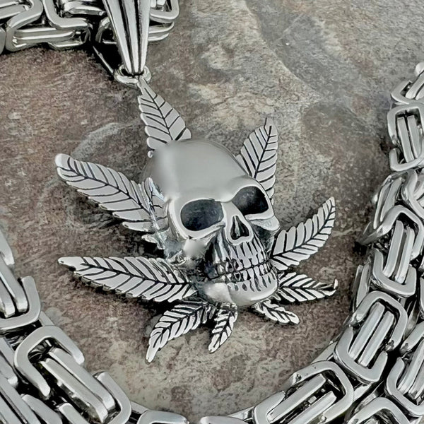 Sanity Jewelry Pendant Skull & Pot Leaf Pendant - Necklace (719)