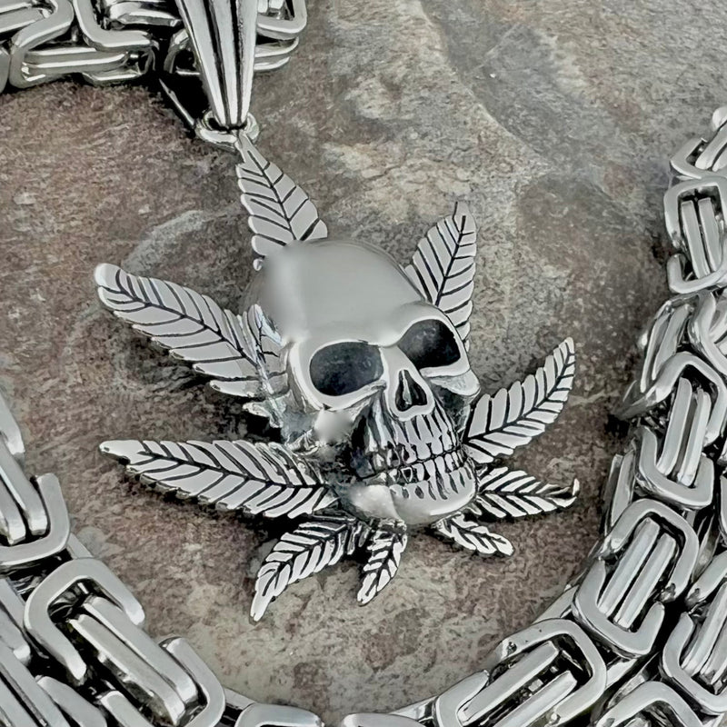 Sanity Jewelry Pendant Skull & Pot Leaf Pendant - Necklace (719)