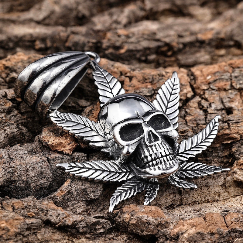 Sanity Jewelry Pendant Skull & Pot Leaf Pendant - Necklace (719)