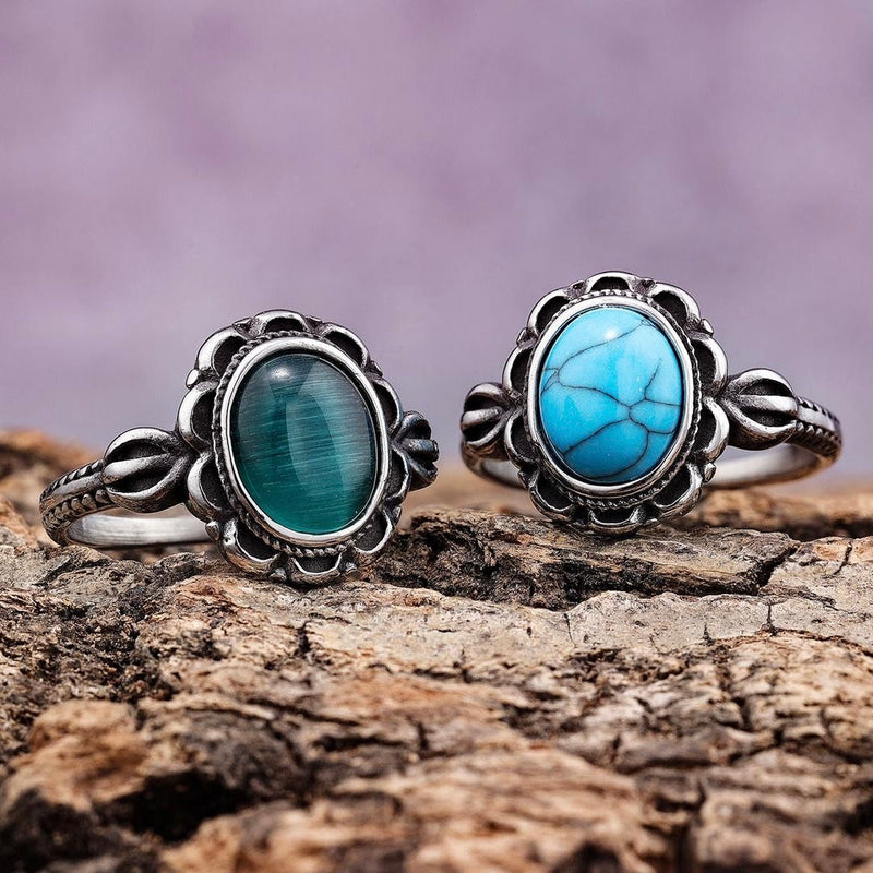 SANITY JEWELRY® Ring Antique Green Stone Ring - Sizes 4-12 - R204