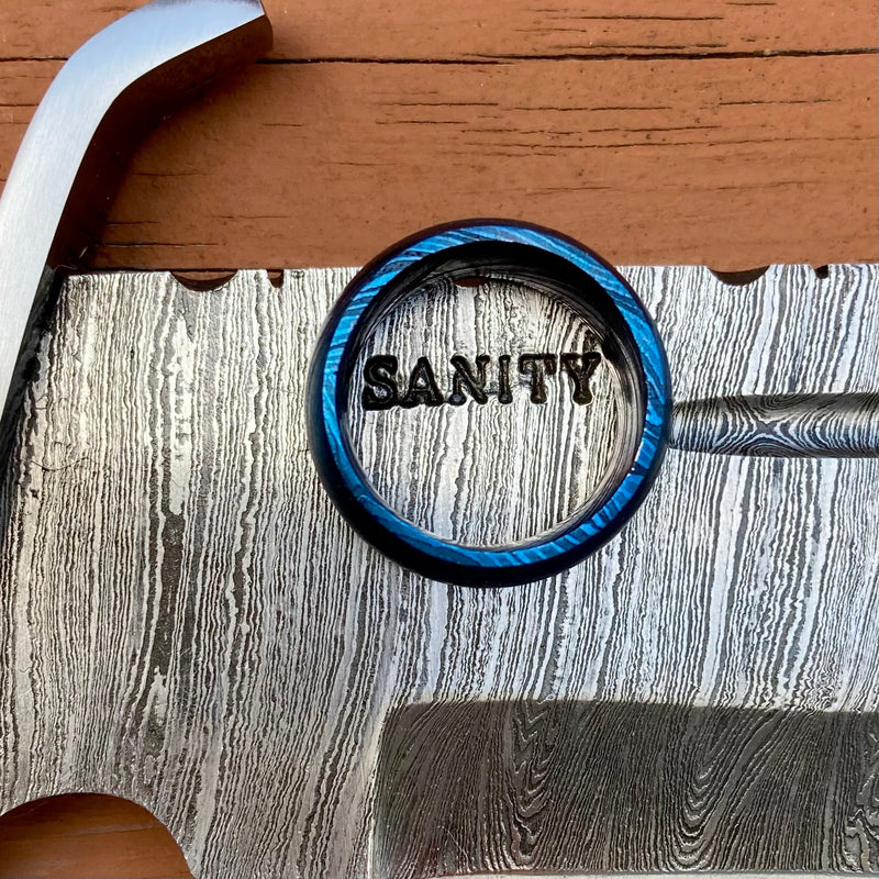 SANITY JEWELRY® Ring Damascus Steel Ring - Blue/Black - Sizes 8-16 - R215