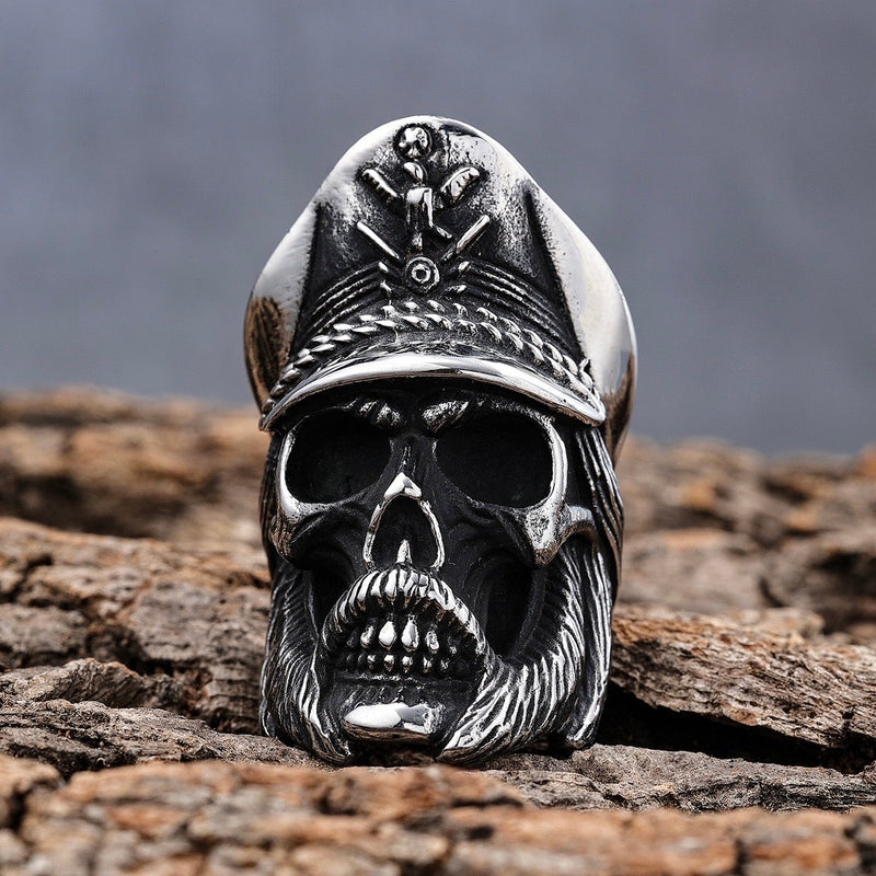 Sanity Jewelry Skull Ring 8 Bone Crusher - Admiral Skull - Sizes 8-16 - R09