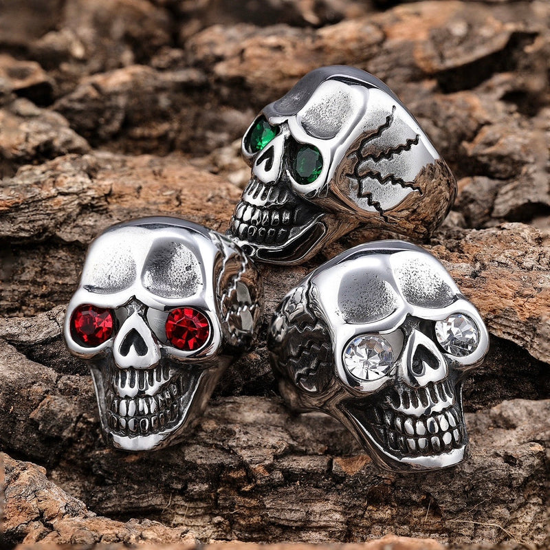 Sanity Jewelry Skull Ring Captain Jack's White Eye Skull Ring - Sizes 8 -16 - R142