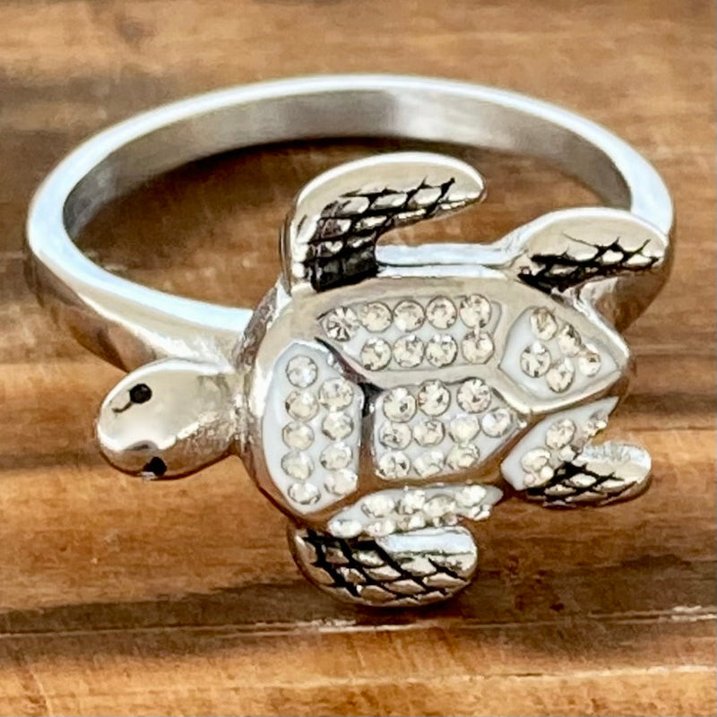 Sanity Jewelry Skull Ring Crystal Turtle Ring - Sizes 4-10 - R61
