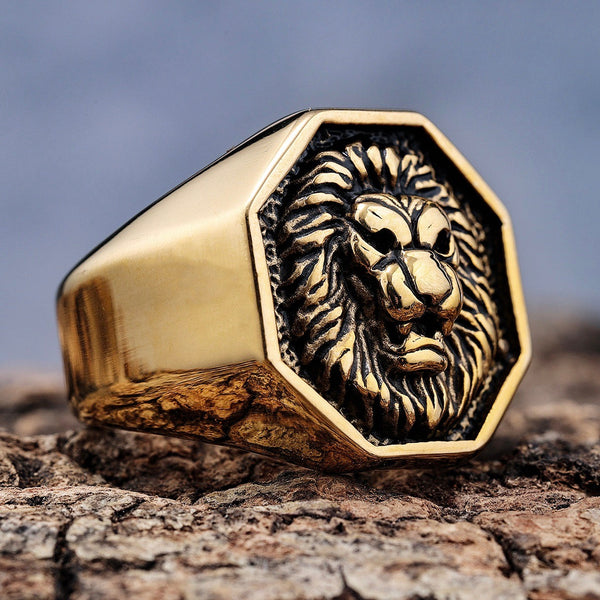 MayiaHey Gold Lion Ring, Lion Head Ring for Men, India | Ubuy