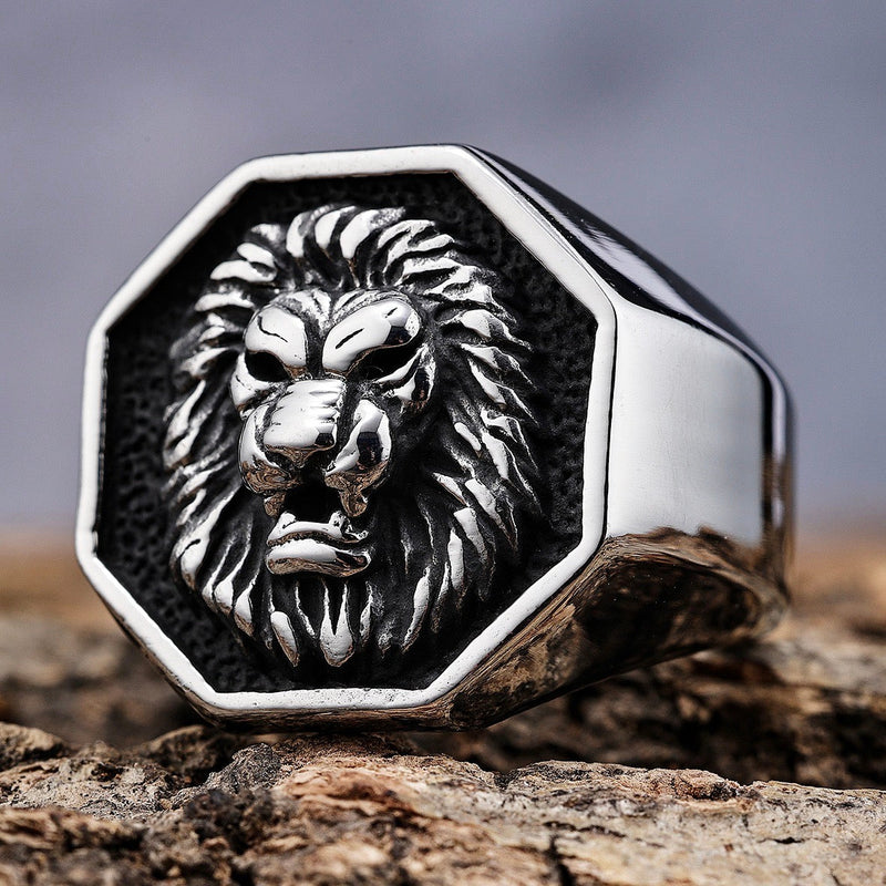 Sanity Jewelry Skull Ring Lion Ring - Silver - Sizes 5-18 - R89