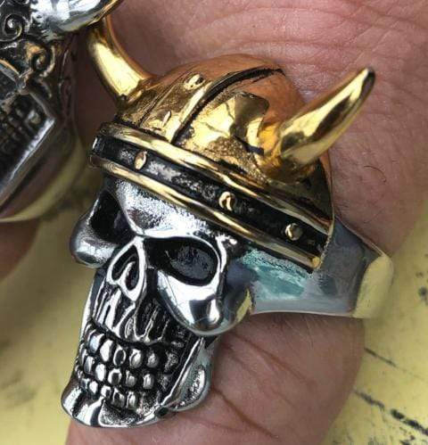 Sanity Jewelry Skull Ring Viking Golden Warrior - Sizes 12-16 - SLC19 CLEARANCE