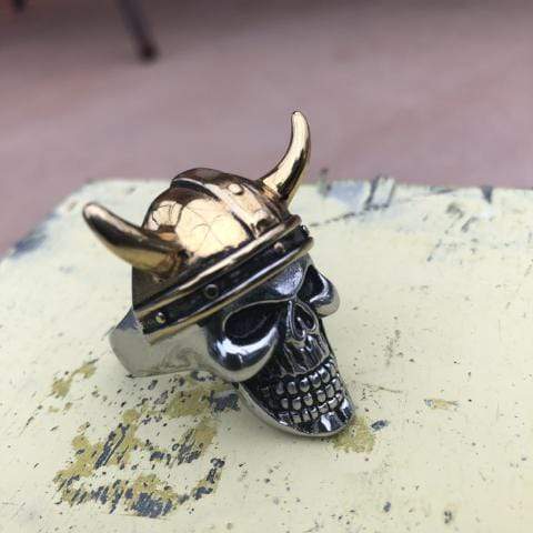 Sanity Jewelry Skull Ring Viking Golden Warrior - Sizes 12-16 - SLC19 CLEARANCE