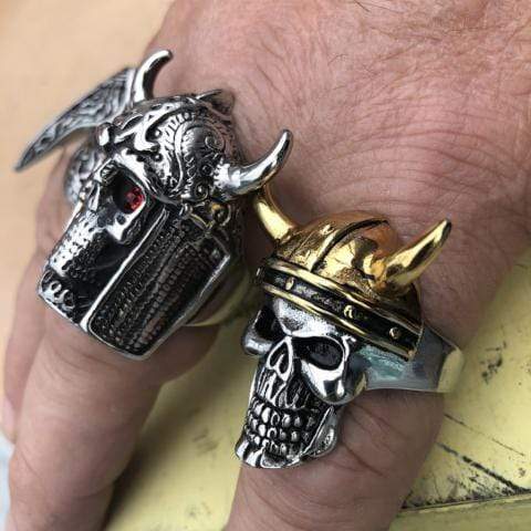 Sanity Jewelry Skull Ring Viking Golden Warrior - Sizes 12-16 - SLC19 CLEARANCE