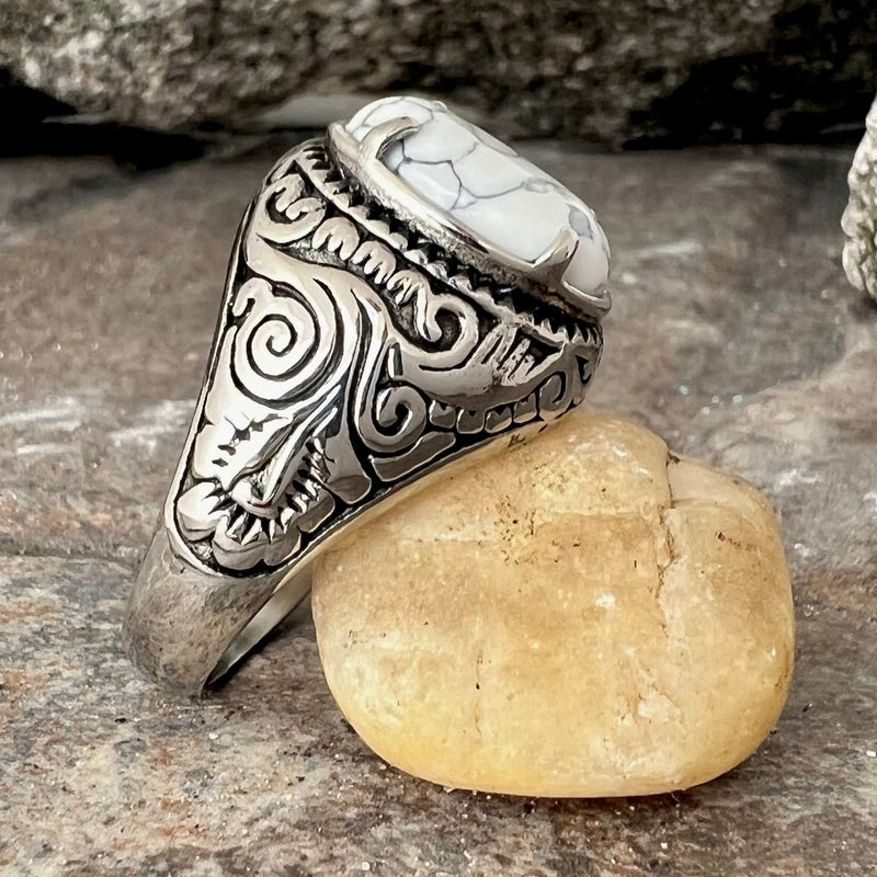 Sanity Jewelry Skull Ring "White Stone" - New Mexico - Large - Size 8-16 - R252