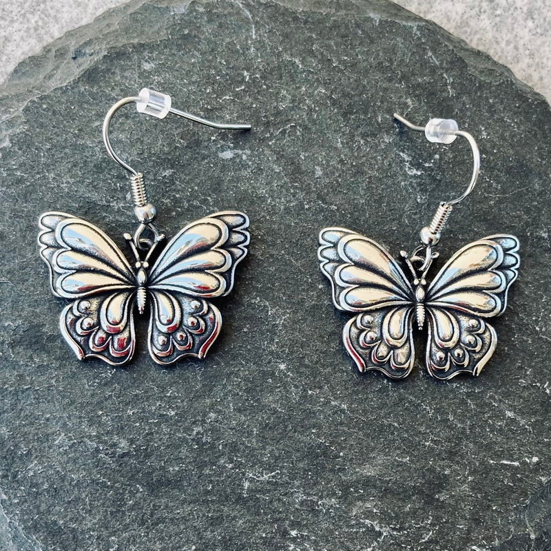 Hand Tooled Leather Monarch Butterfly Wings Earrings With Sterling Silver  Hooks Autumn Butterfly Earrings - Etsy | Butterfly wing earrings, Monarch  butterfly jewelry, Hand painted earrings wood