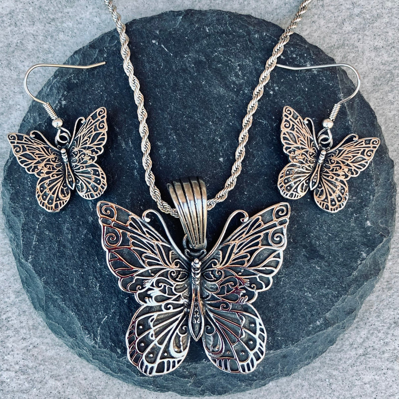Sanity Jewelry Stainless Steel - Scrollwork Butterfly - Earrings - 304E