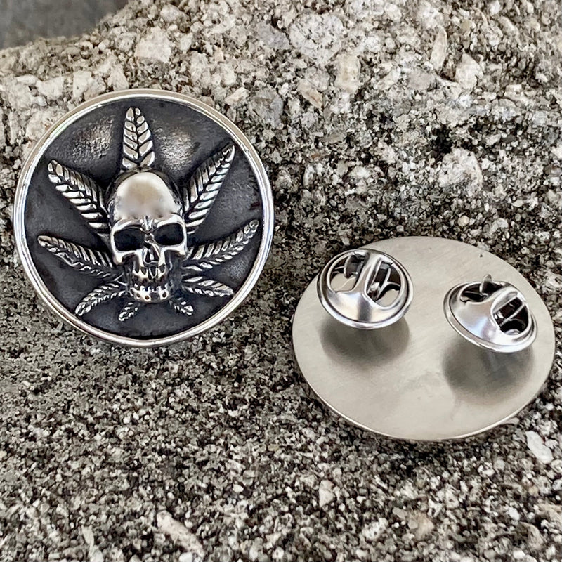SANITY JEWELRY® Vest Pins Vest Pin - Skull & Pot Leaf - PIN21