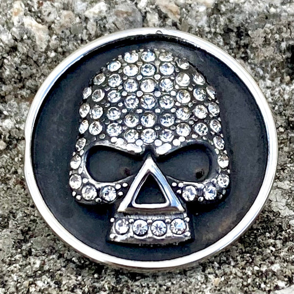 SANITY JEWELRY® Vest Pins Vest Pin - White Stone Skull - PIN08