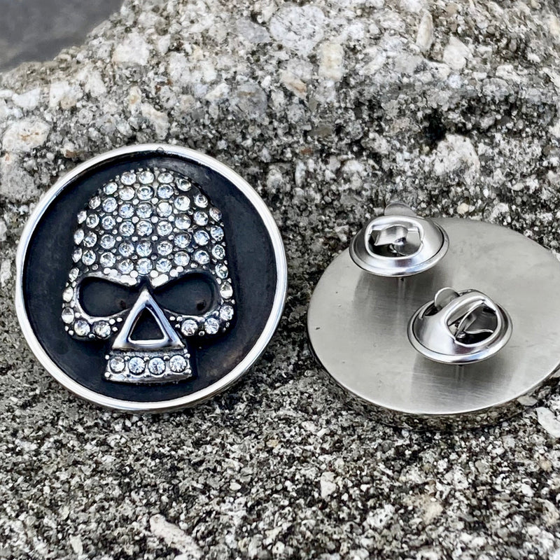 SANITY JEWELRY® Vest Pins Vest Pin - White Stone Skull - PIN08