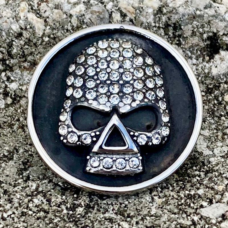 SANITY JEWELRY® Vest Pins Vest Pin - White Stone Skull - PIN08